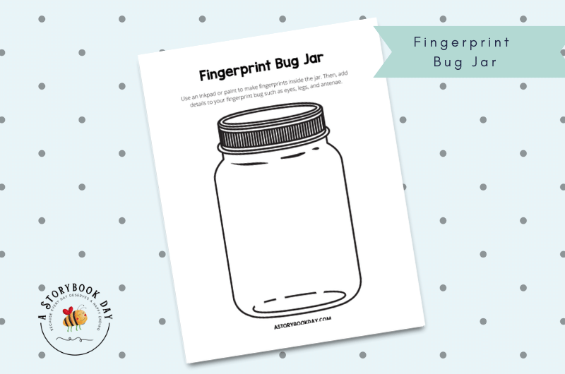 Free Printable Fingerprint Bug Jar @ aStorybookDay.com