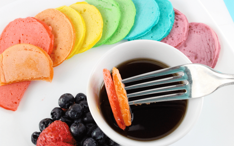 Mini Rainbow Pancakes @ aStorybookDay.com