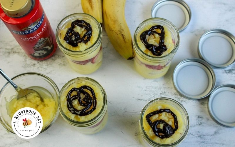 Banana Split Parfaits in a Jar @ aStorybookDay.com