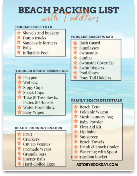 Summer Beach Packing Lists for Moms with Toddlers @ aStorybookDay.com