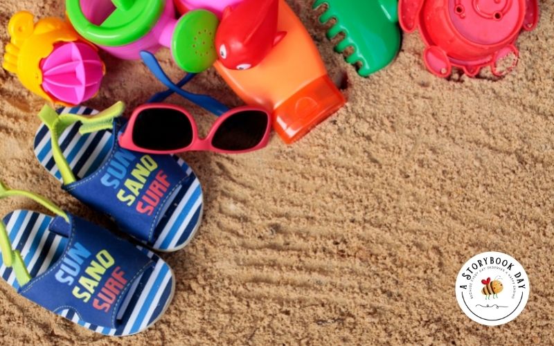 beach toys on a sandy beach