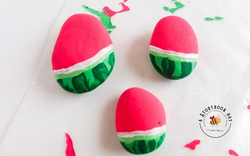 Watermelon Painted Rocks - A Fun Summer Craft for Kids! @ aStorybookDay.com