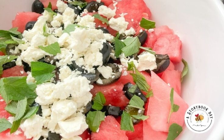 Watermelon Salad with Olives and Feta @ aStorybookDay.com