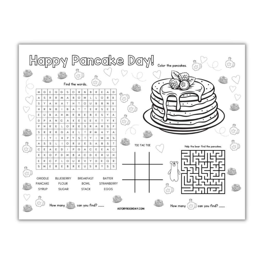 Pancake Day Activity Placemat for Kids