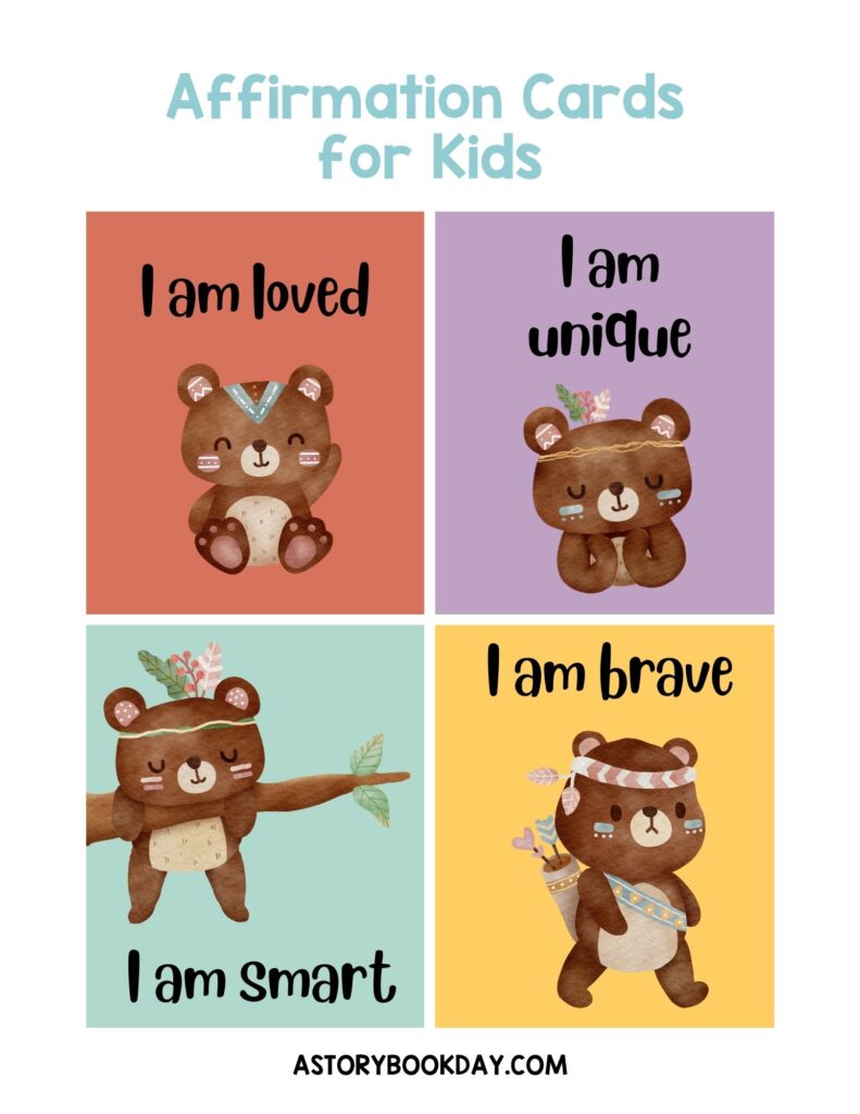 Bear Affirmation Cards for Kids @ AStorybookDay.com