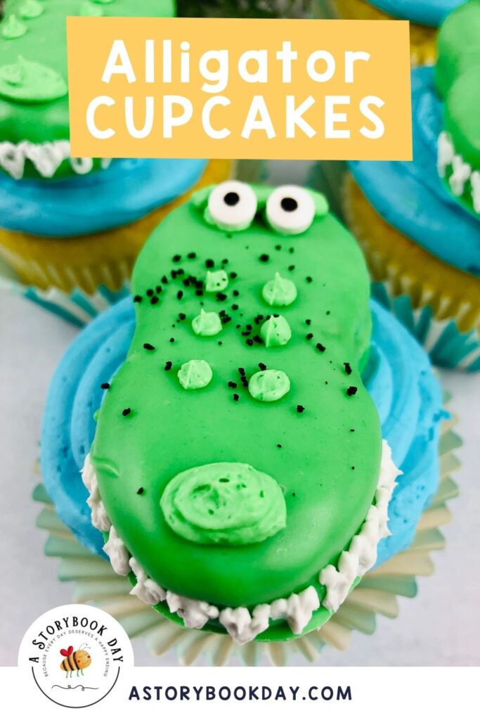 Alligator Cupcakes with Nutter Butter Cookies @ AStorybookDay.com