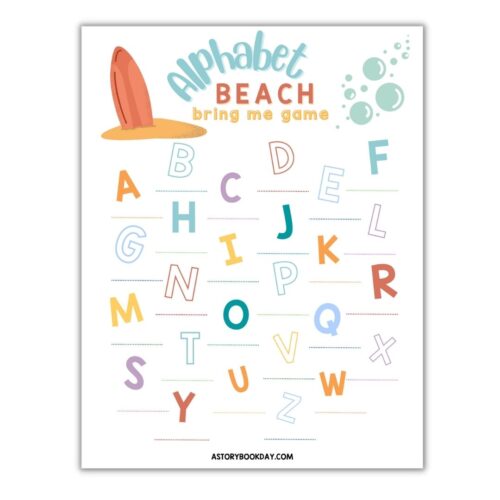 Free Printable Alphabet Beach "Bring Me Game" - A Storybook Day