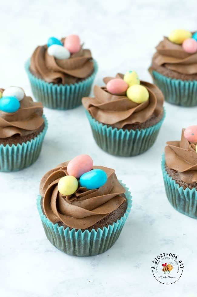 Bird's Nest Cupcakes for Spring @ AStorybookDay.com