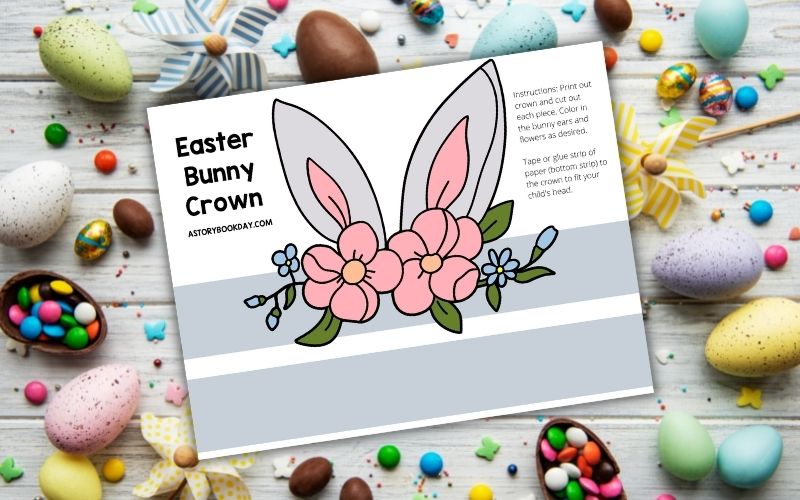 Free Printable Easter Bunny Crown for Kids @ AStorybookDay.com