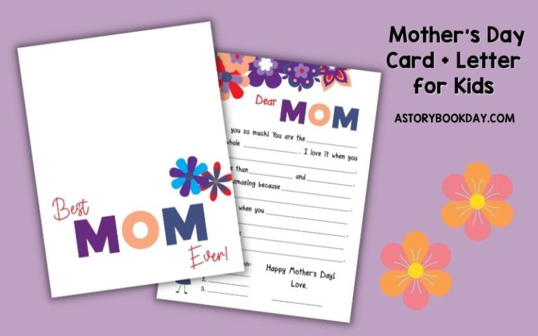 Fill in the Blank Mother's Day Card + Letter for Kids @ AStorybookDay.com