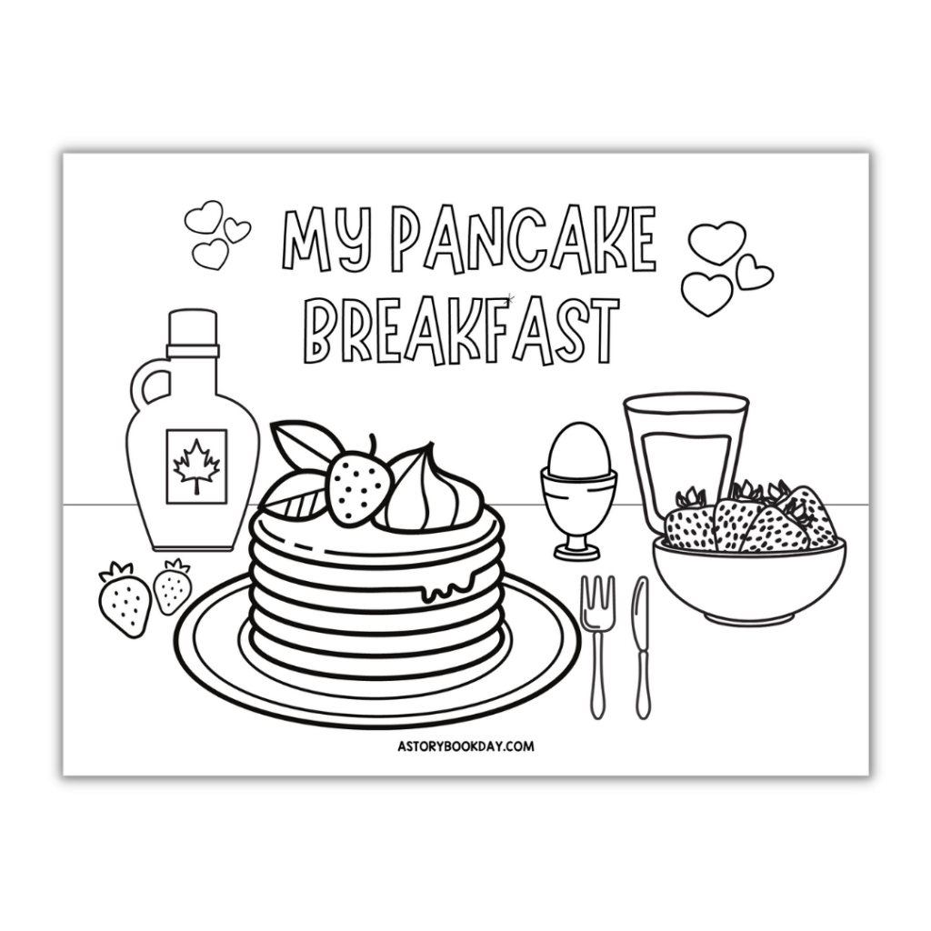 My Pancake Breakfast Coloring Page @ AStorybookDay.com