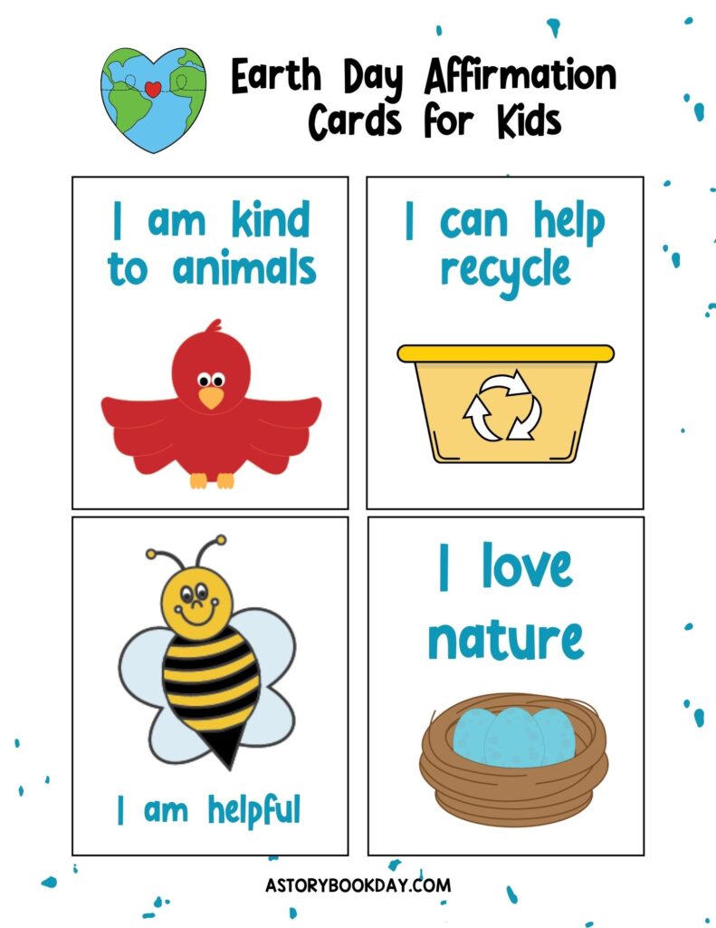 Earth Day Affirmation Cards for Kids @ AStorybookDay.com