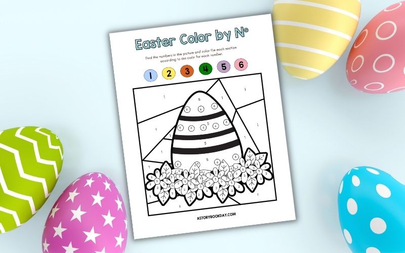 Easter Egg Color By Number Activity Sheet @ AStorybookDay.com