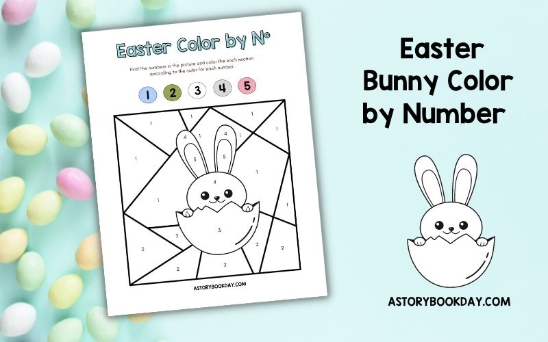 Easter Bunny Color by Number Activity Sheet @ AStorybookDay.com