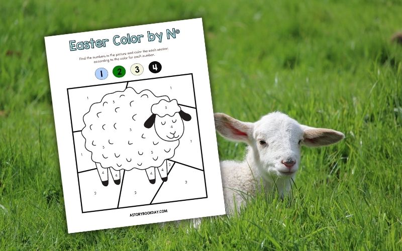 Easter Lamb Color By Number Activity Sheet @ AStorybookDay.com