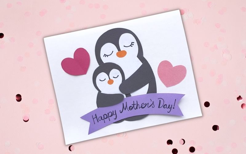 Sweet Handmade Penguin Card for Mother's Day @ AStorybookDay.com