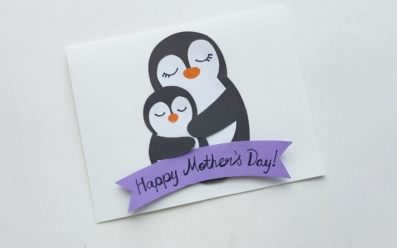 Sweet Handmade Penguin Card for Mother's Day @ AStorybookDay.com