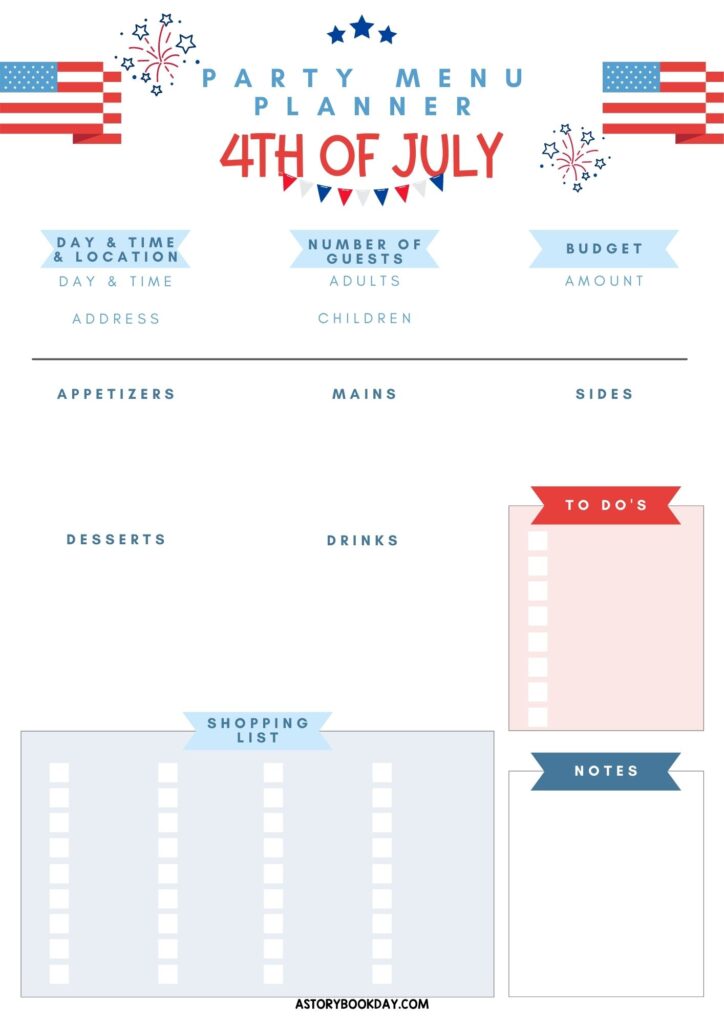 Fourth of July Party Planner @ AStorybookDay.com