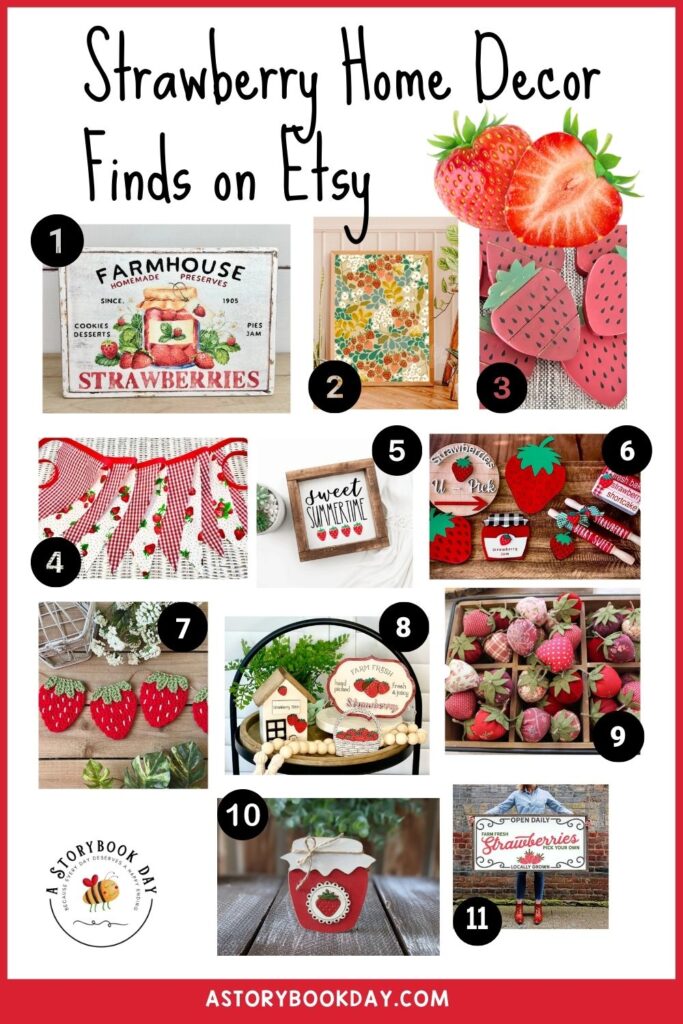 Strawberry Home Decor Finds on Etsy @ AStorybookDay.com