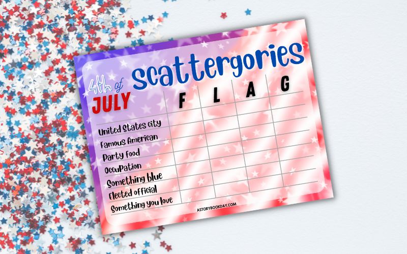 4th of July Scattergories Game to Print @ AStorybookDay.com