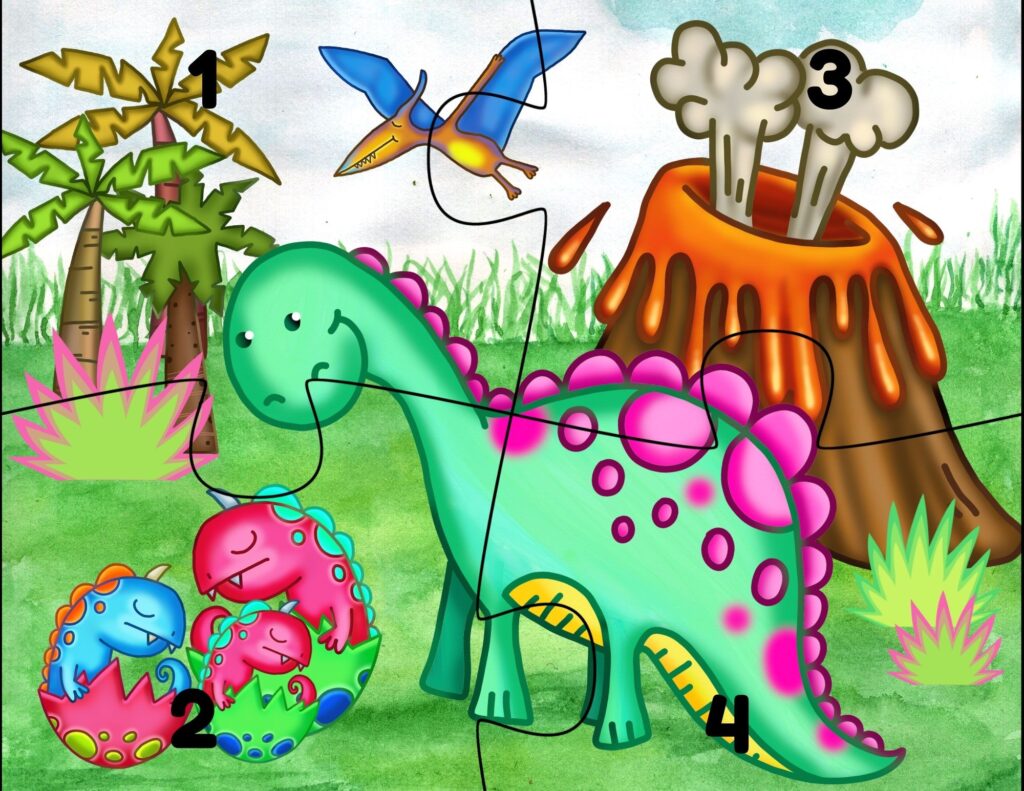 Printable Dinosaur Puzzles for Kids @ AStorybookDay.com