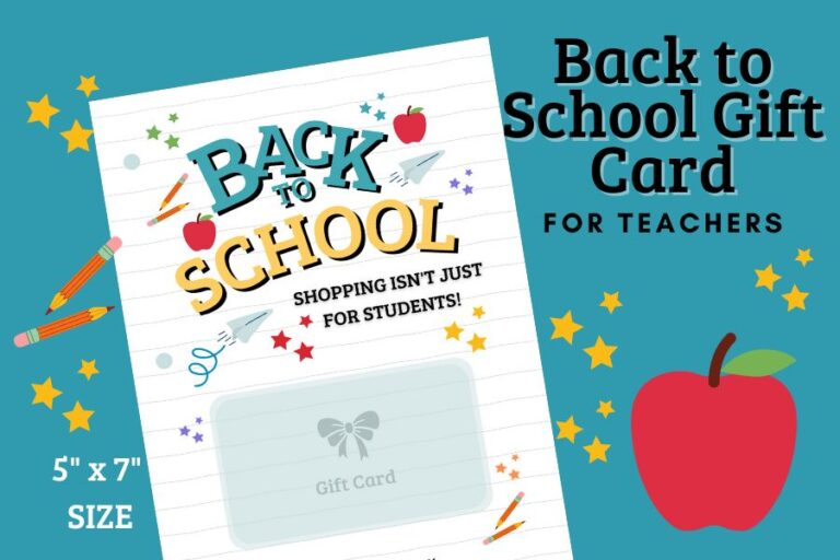 Back to School Teacher Gift Card Holder Printable