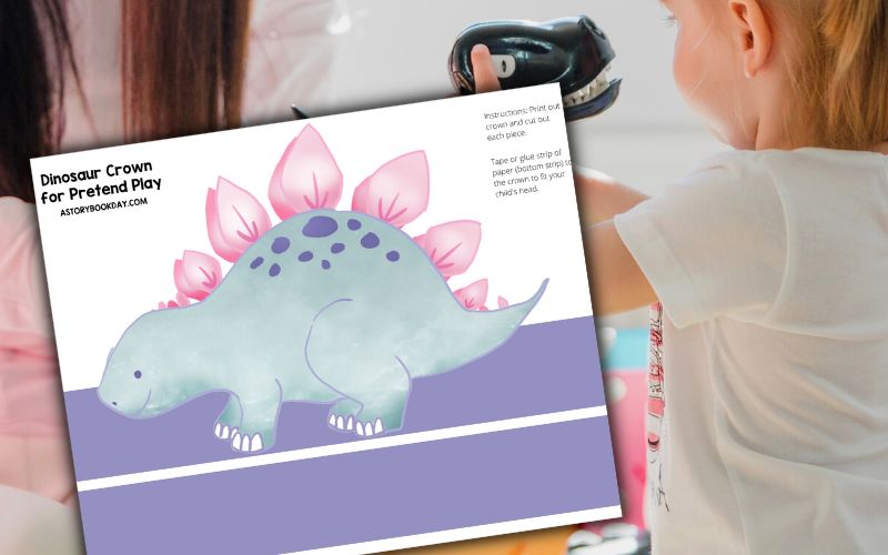 Free Printable Dinosaur Crown Headband for Girls @ AStorybookDay.com