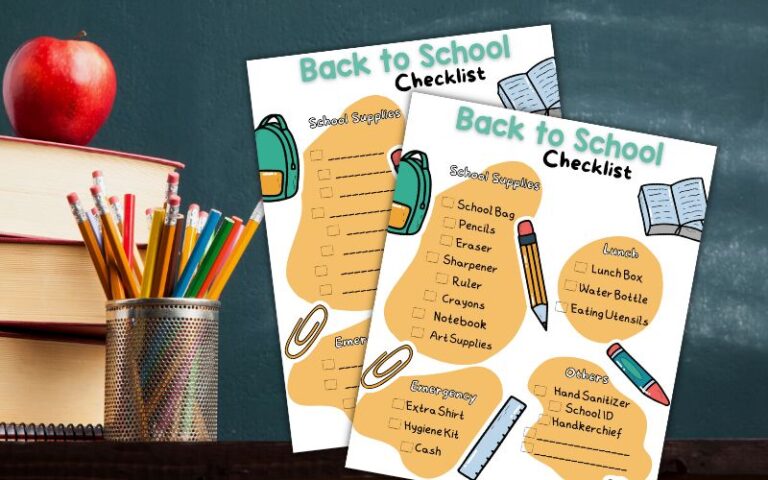 Fun, Free Printable Back to School Checklist for Moms