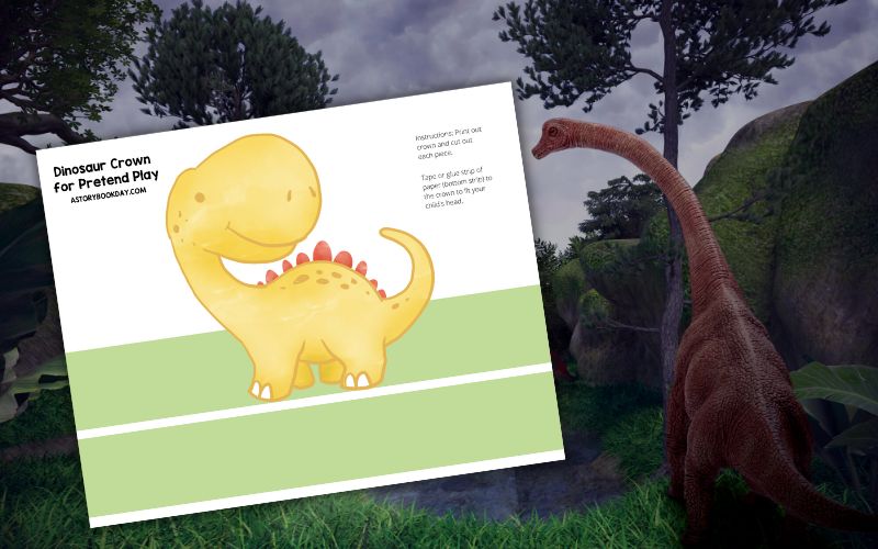 Free Printable Dinosaur Crown Headband @ AStorybookDay.com