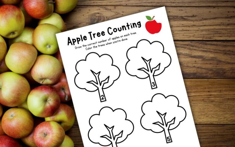 Free Printable Apple Tree Counting Worksheet for Kids