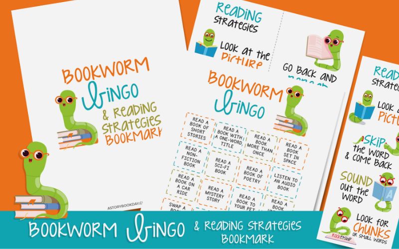 Bookworm Bingo and Bookmark Reading Strategies @ AStorybookDay.com