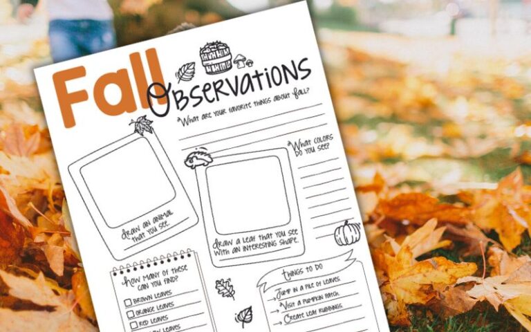 Fall Observations Worksheet for Kids