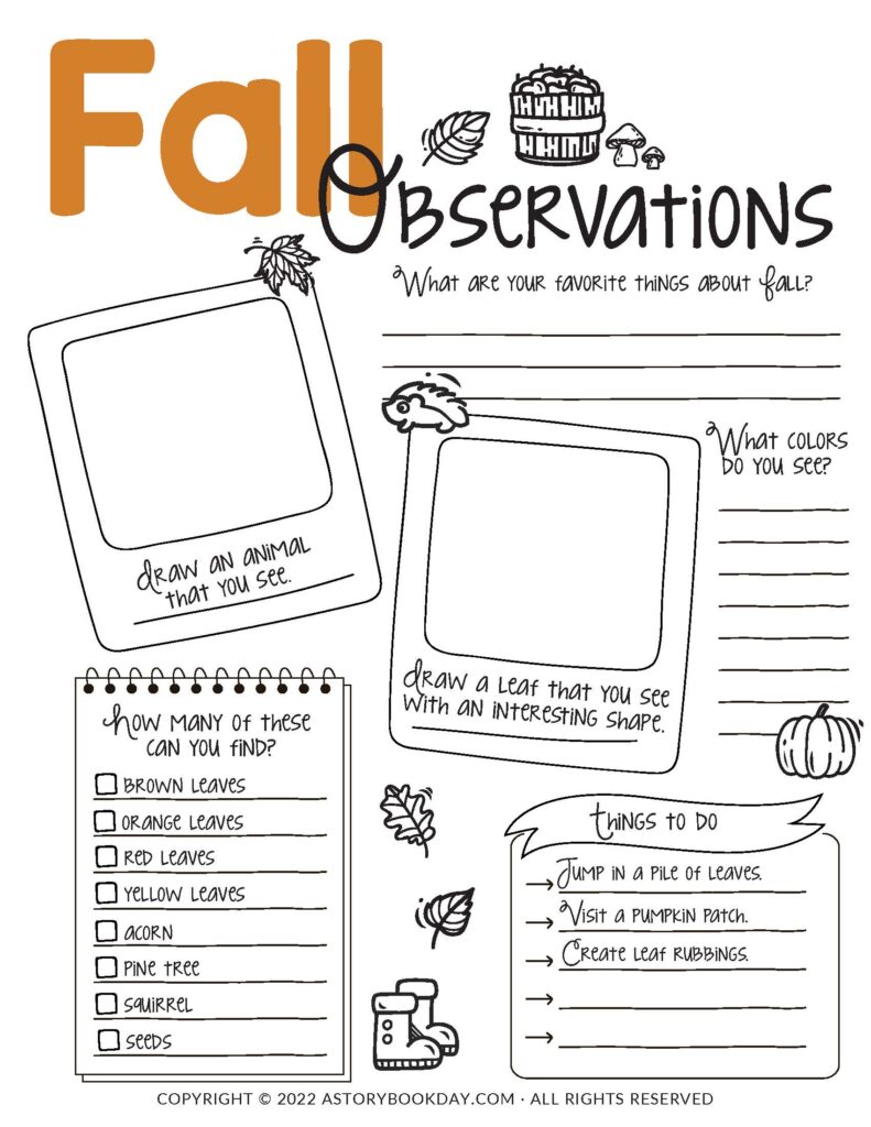 Fall Observations for Kids @ AstorybookDay.com