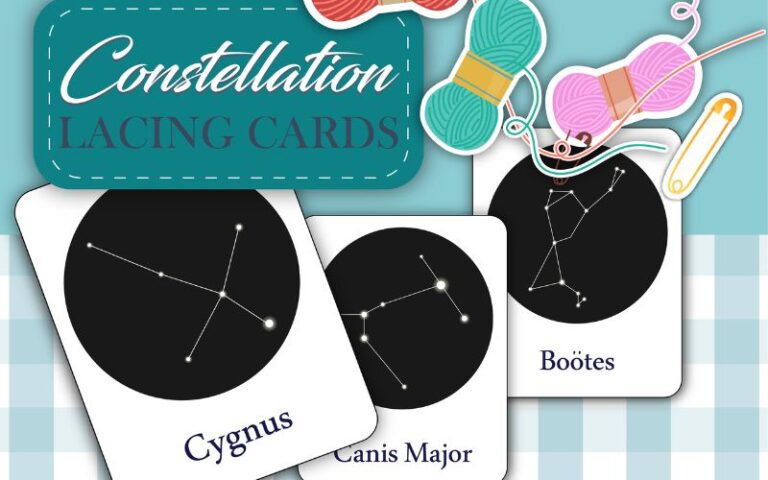 Free Printable Constellation Lacing Cards for Kids @ AStorybookDay.com
