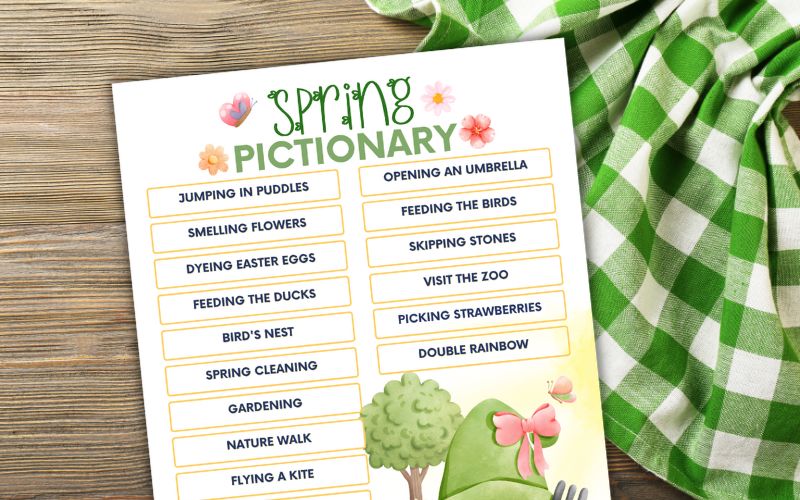 Free Printable Spring Pictionary Game for Kids