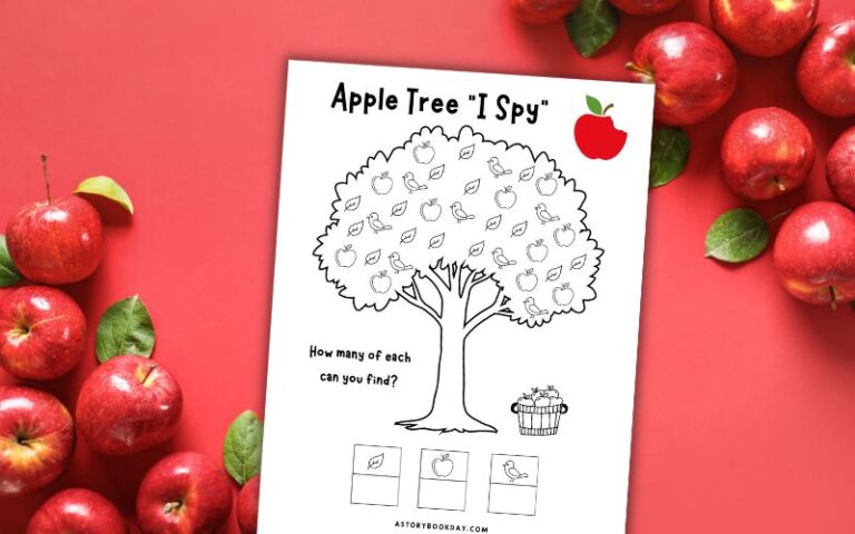Apple Tree I Spy Worksheet and Game for Kids @ AStorybookDay.com