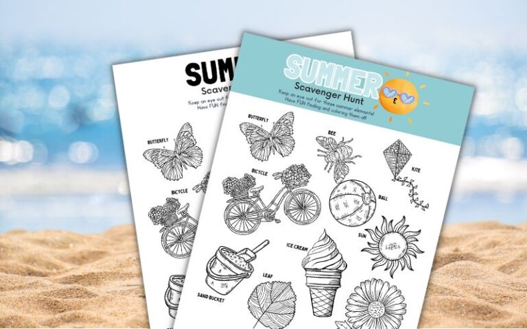 Summer Scavenger Hunt for Kids to Find and Color @ AStorybookDay.com