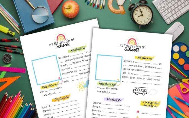 Back to School Questionnaires for the First and Last Day of School @ AStorybookDay.com