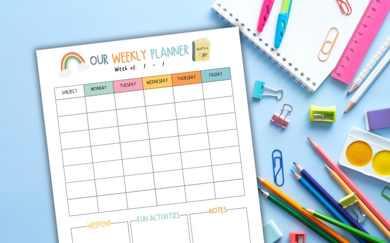 A Simple Free Printable Weekly Homeschool Planning Page for Moms