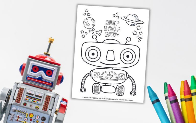 Robot Coloring Page @ AStorybookDay.com