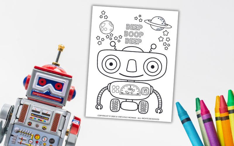 Print this Fun Robot Coloring Page for Kids!