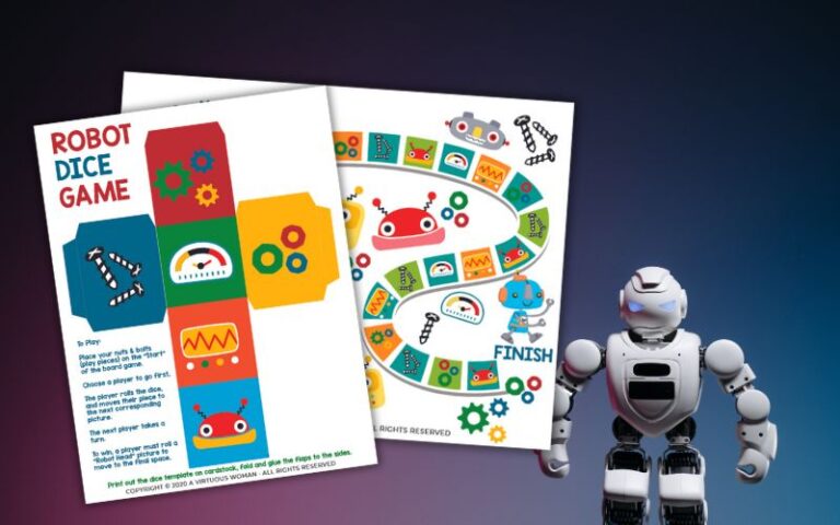 Fun, Free Printable Robot Dice Game for Kids
