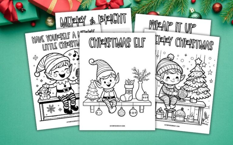 11 Christmas Elf Coloring Pages @ AStorybookDay.com