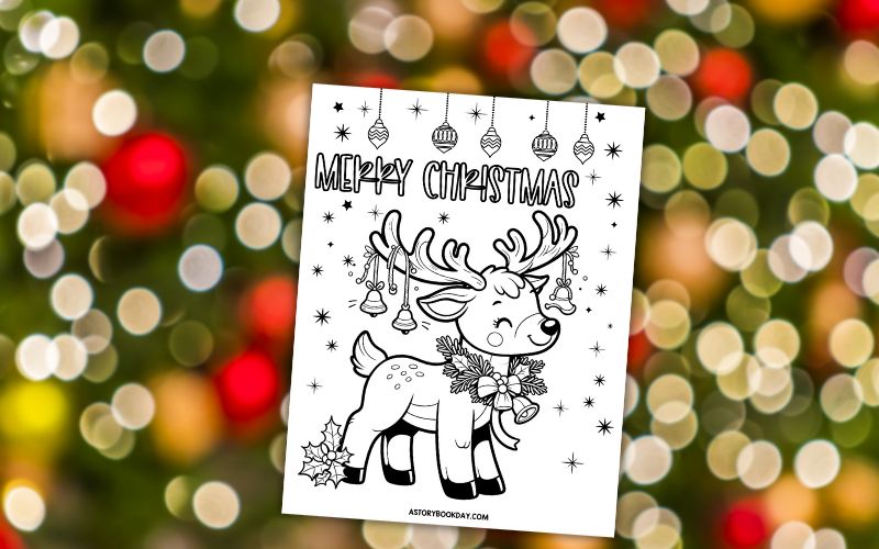 Christmas Reindeer Coloring Page @ AStorybookDay.com