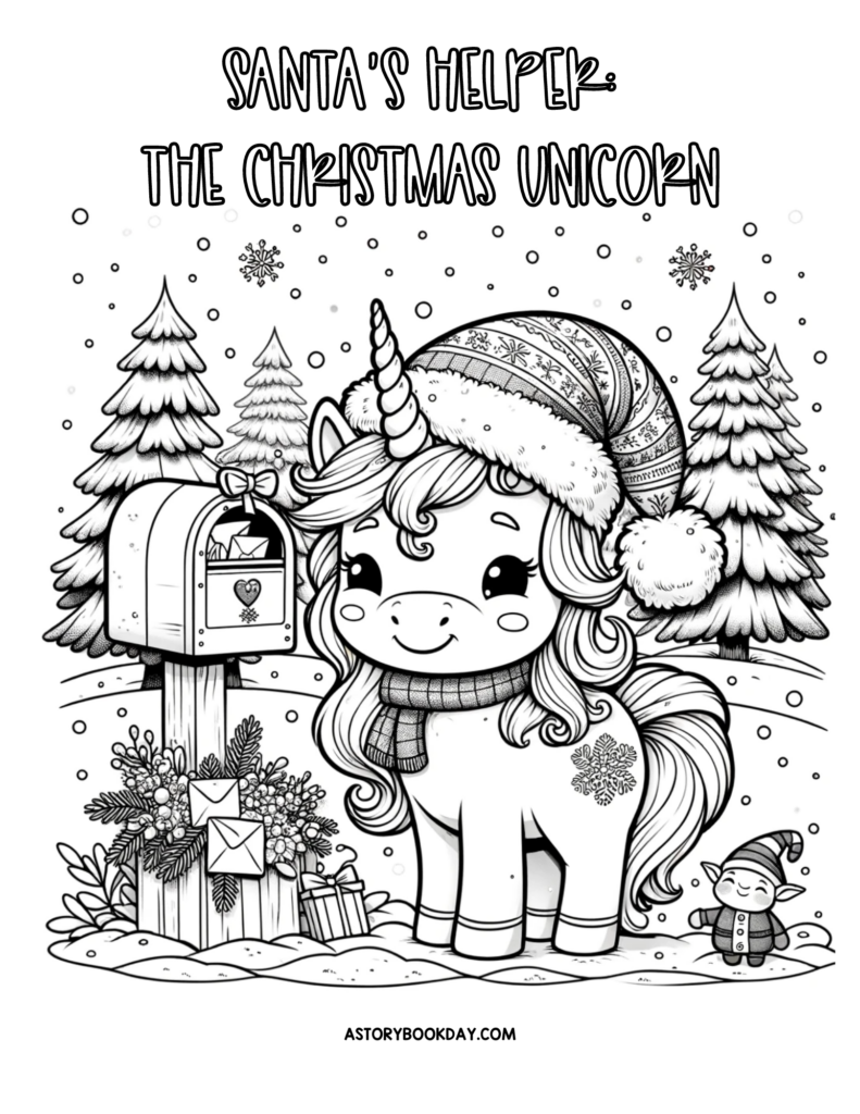 16 Christmas Unicorn Coloring Pages @ AStorybookDay.com