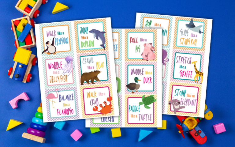 Animal Movement Cards for Kids @ AStorybookDay.com