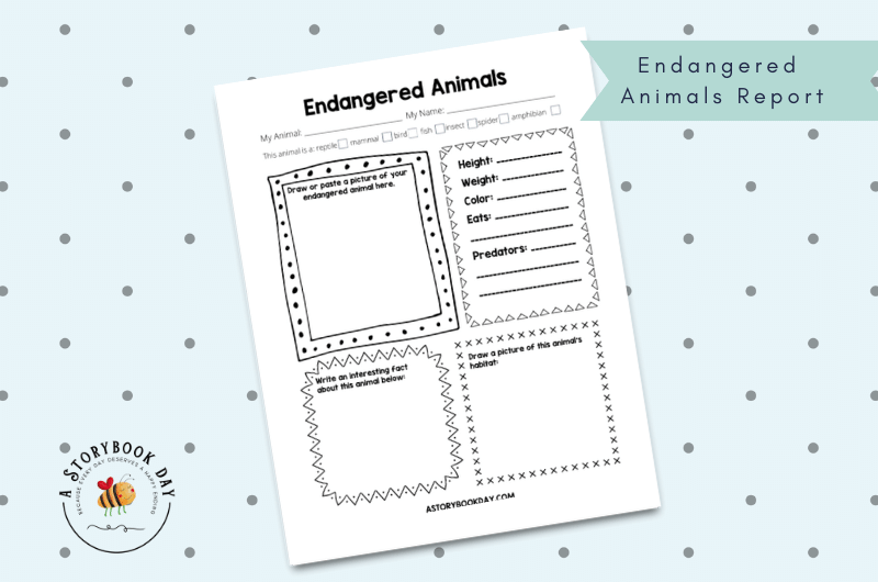 Endangered Animals Report Template @ aStorybookDay.com