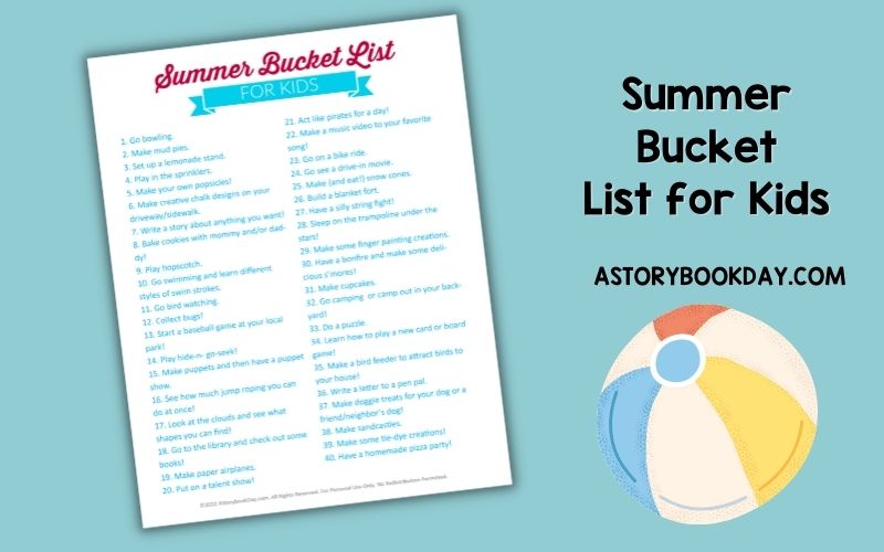 Summer Bucket List for Kids @ AStorybookDay.com