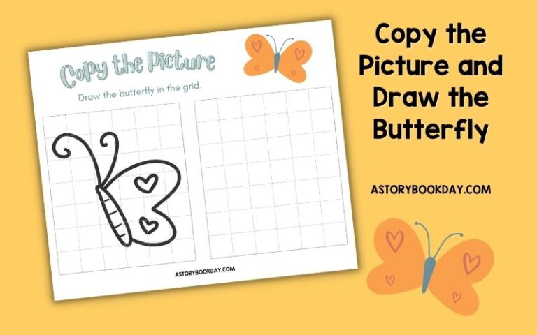 Free Printable Copy the Picture and Draw the Butterfly Activity for Kids