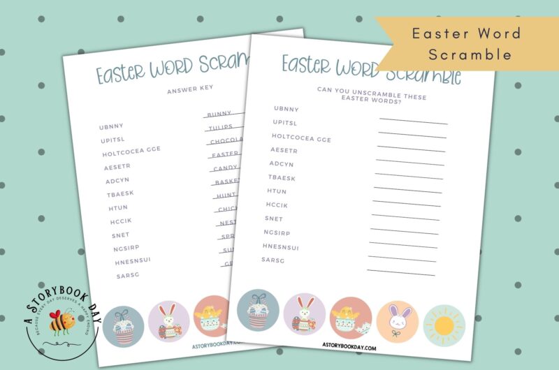 Free Printable Easter Word Scramble for Kids @ AStorybookDay.com